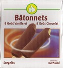 Glace: batonnets gout chocolat pour un baton de 37g...