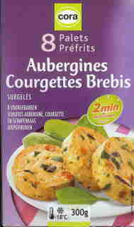 Palets de légumes préfrits (aubergines, courgettes,...